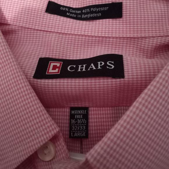 Chaps Classics Men's Button Down Pink Check Shirt - Picture 4 of 4